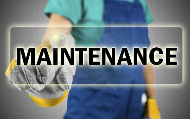 HVAC maintenance graphic with a uniformed service worker